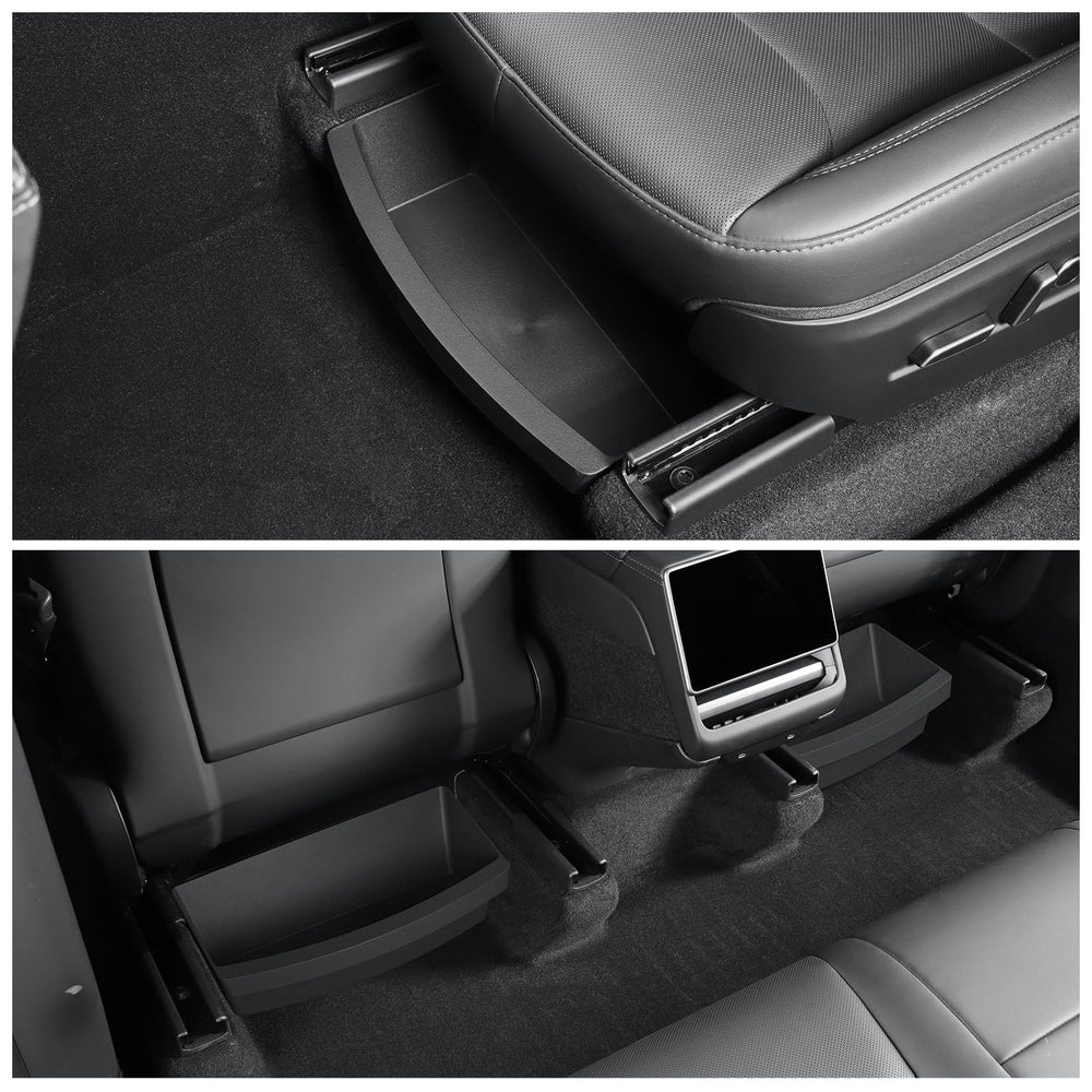 LUCKEASY water bottle storage keeps drinks secure under Model Y seats.