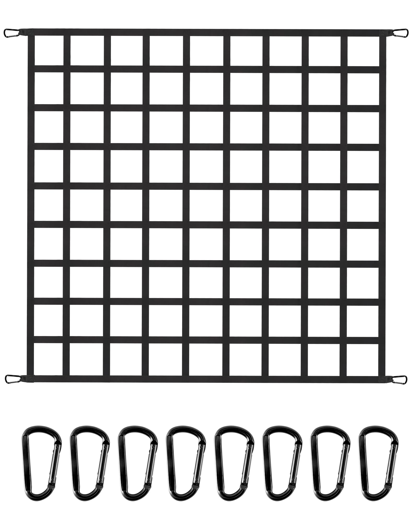 LuckyStraps flat bungee cargo net expands from 4x4 to 10x10 for versatile securement.