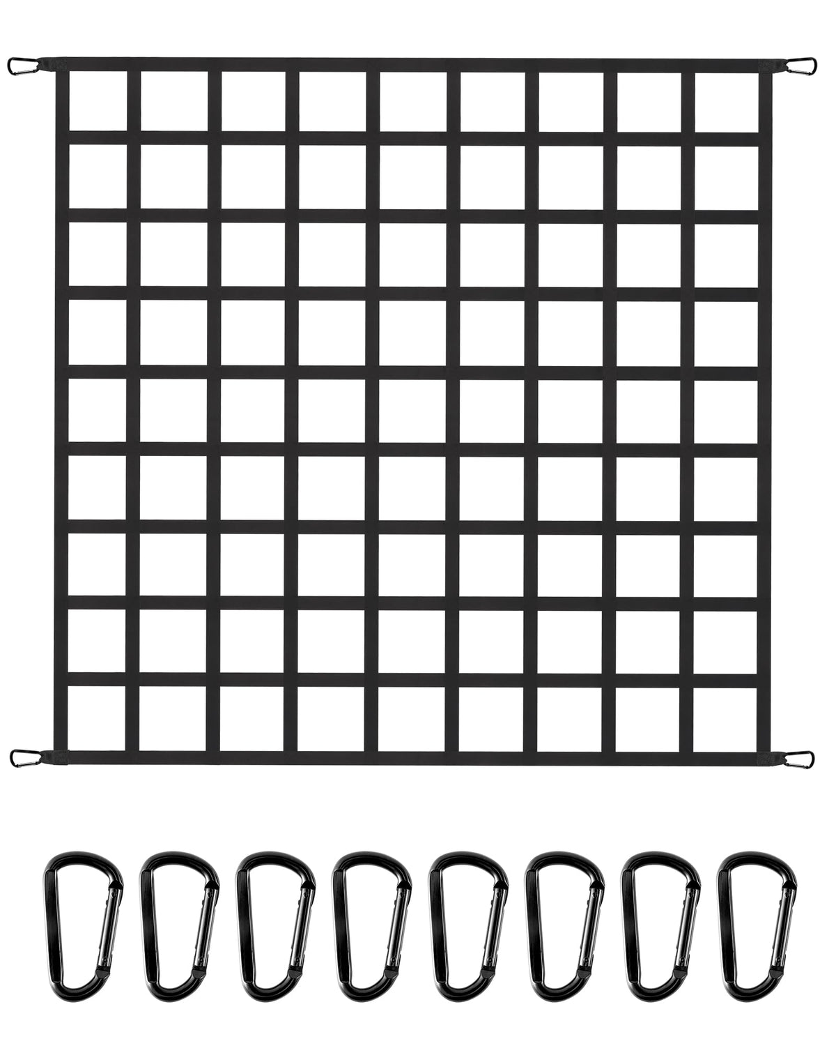 LuckyStraps flat bungee cargo net expands from 4x4 to 10x10 for versatile securement.