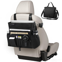 LUCMO car seat organizer laptop compartment fits a 17-inch laptop for easy transport.