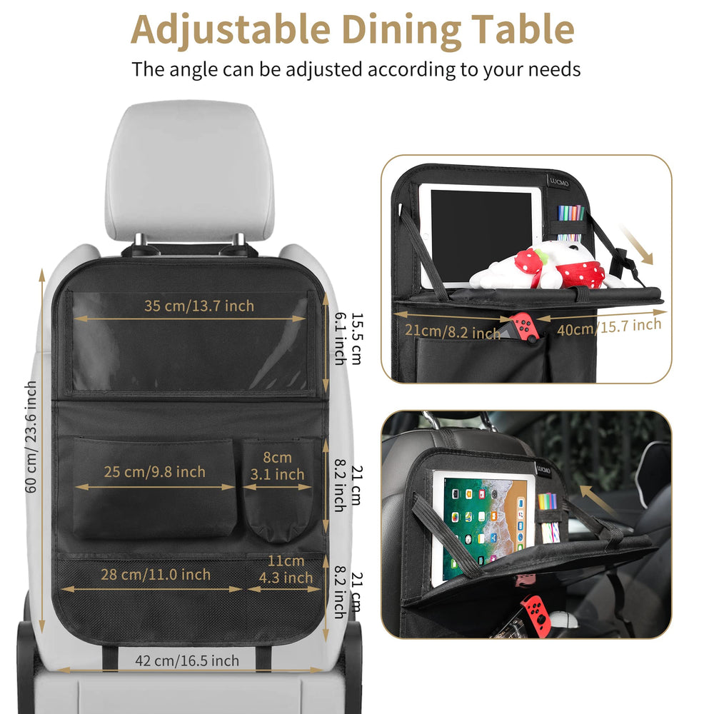 LUCMO kick mats shield seat fabric from dirt and scuffs.