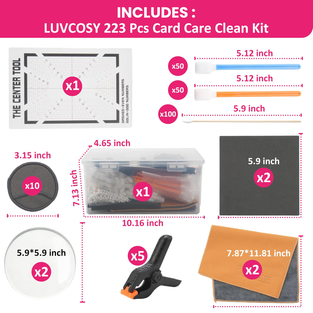 LUVCOSY card grading centering tool helps assess alignment for grading prep.