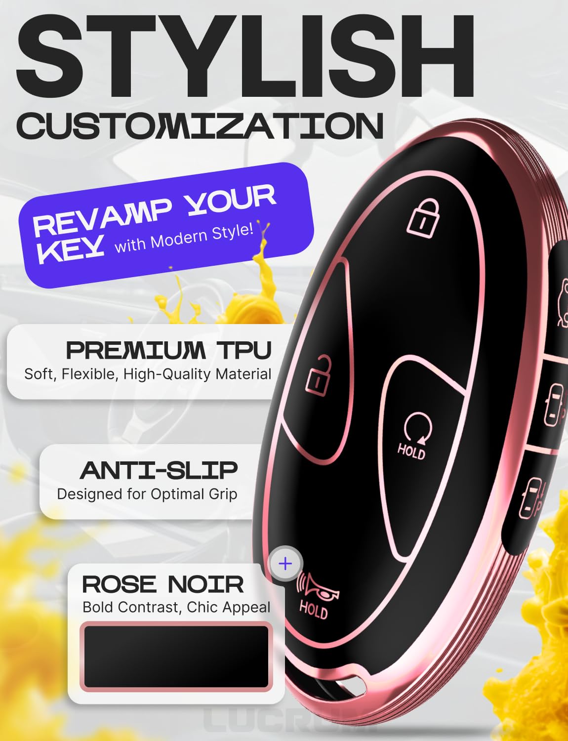 Lucrum full-body TPU protection guards fob against scratches while preserving buttons.