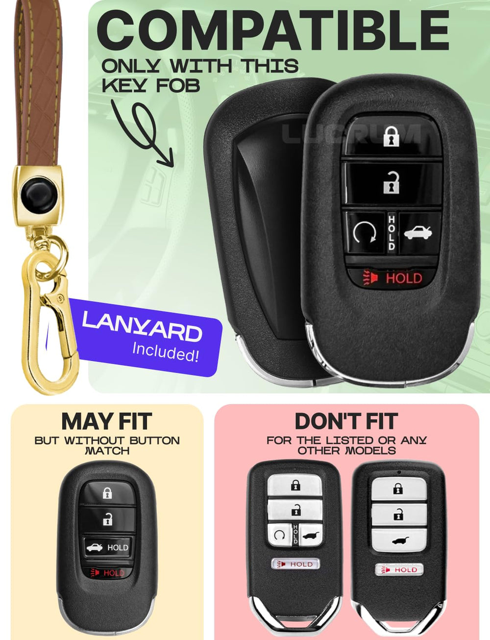 Lucrum Honda key fob cover back view showing full TPU protection