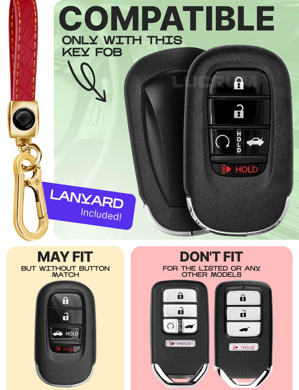 Lucrum Honda key fob cover side view showing secure, slim profile.