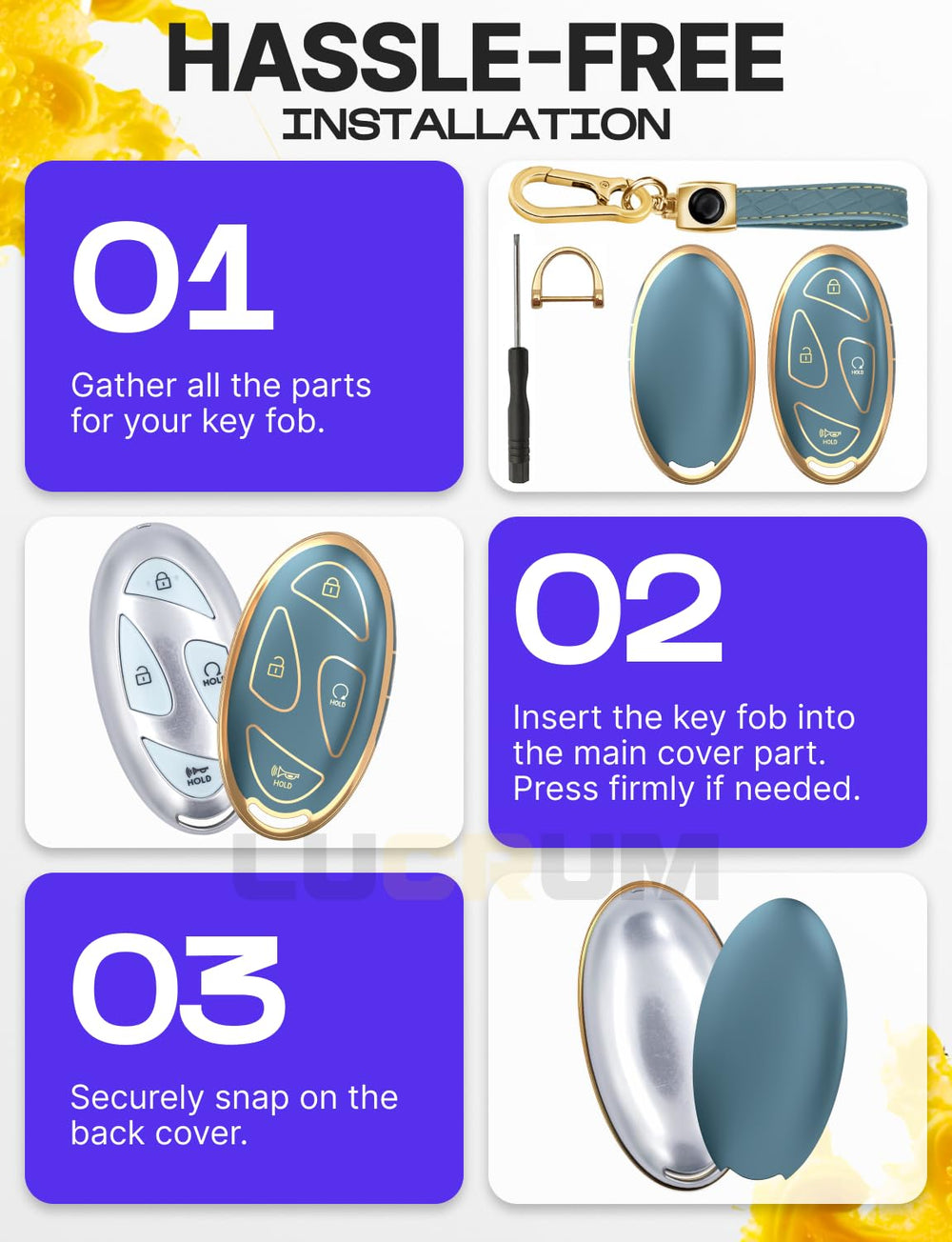Lucrum Hyundai model compatibility highlights the tailored fit for compatible fob shapes.