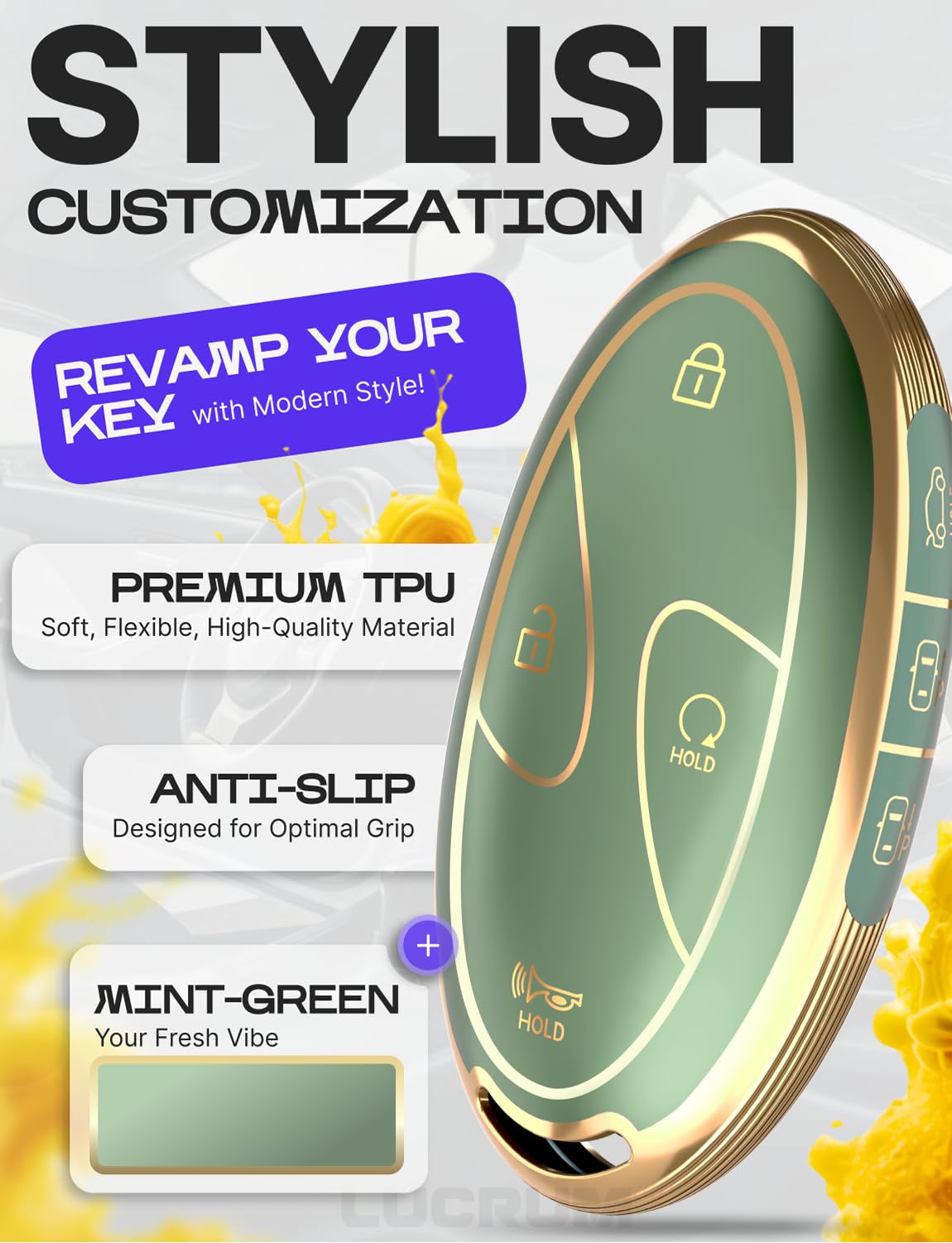 Sleek matte finish for improved grip on Lucrum fob cover