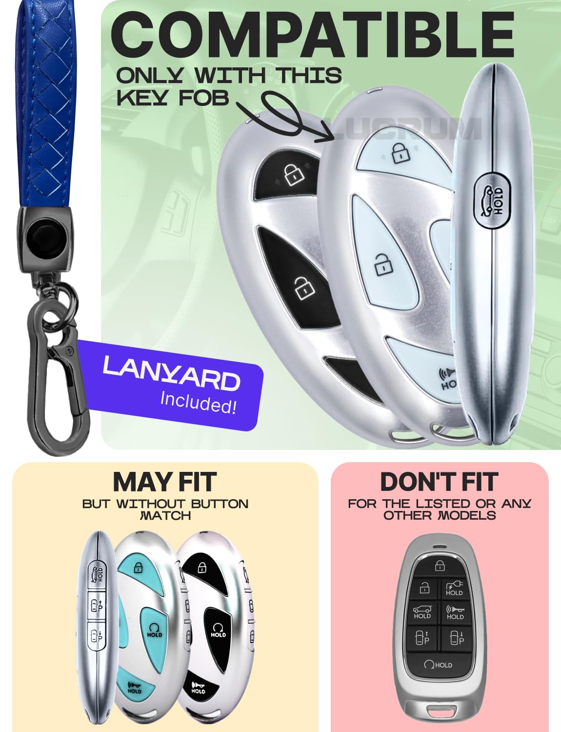 Lucrum leather keychain blue-black with carabiner for easy carry