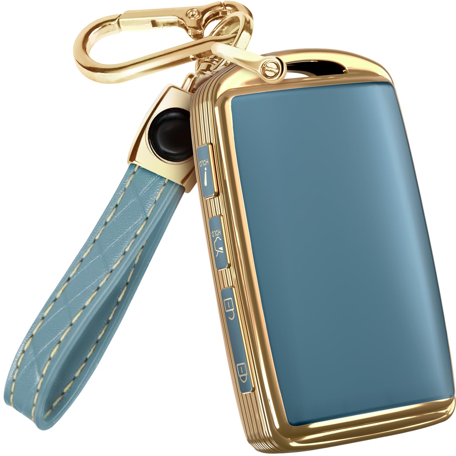 Lucrum Mazda CX-5 key fob cover in blue demonstrating TPU protection.
