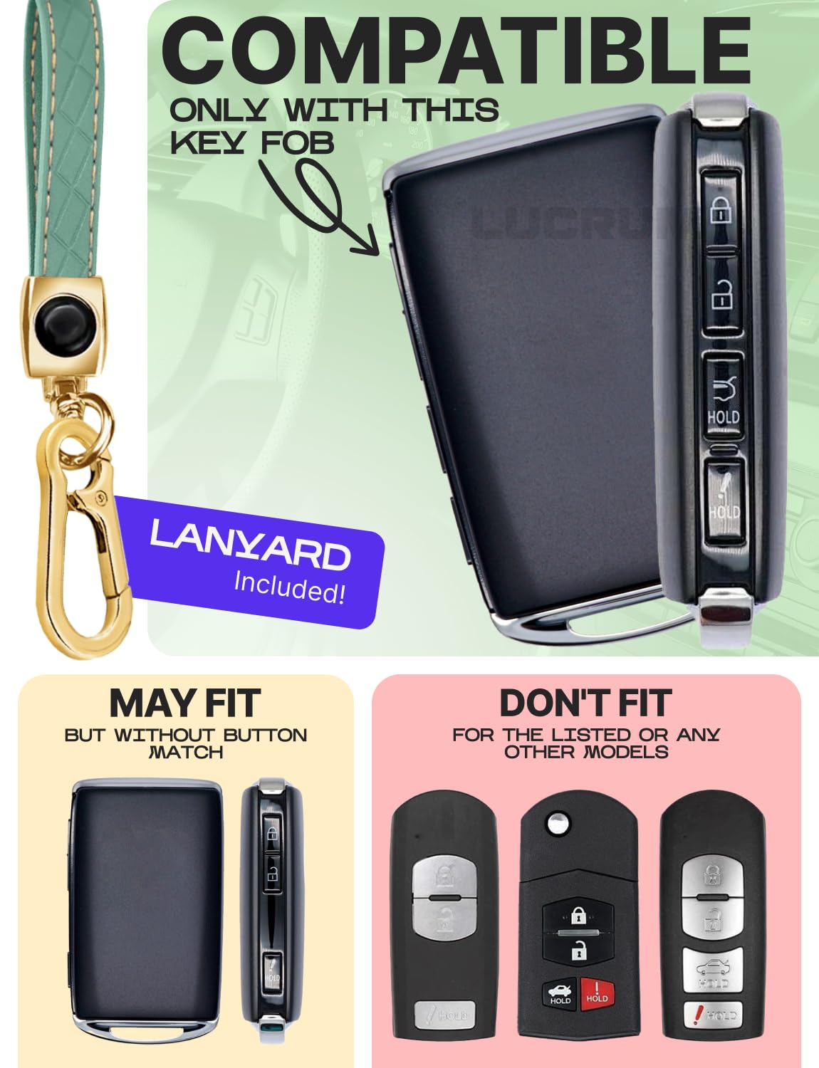Lucrum Mazda CX-5 fob cover with gold detail adds premium color