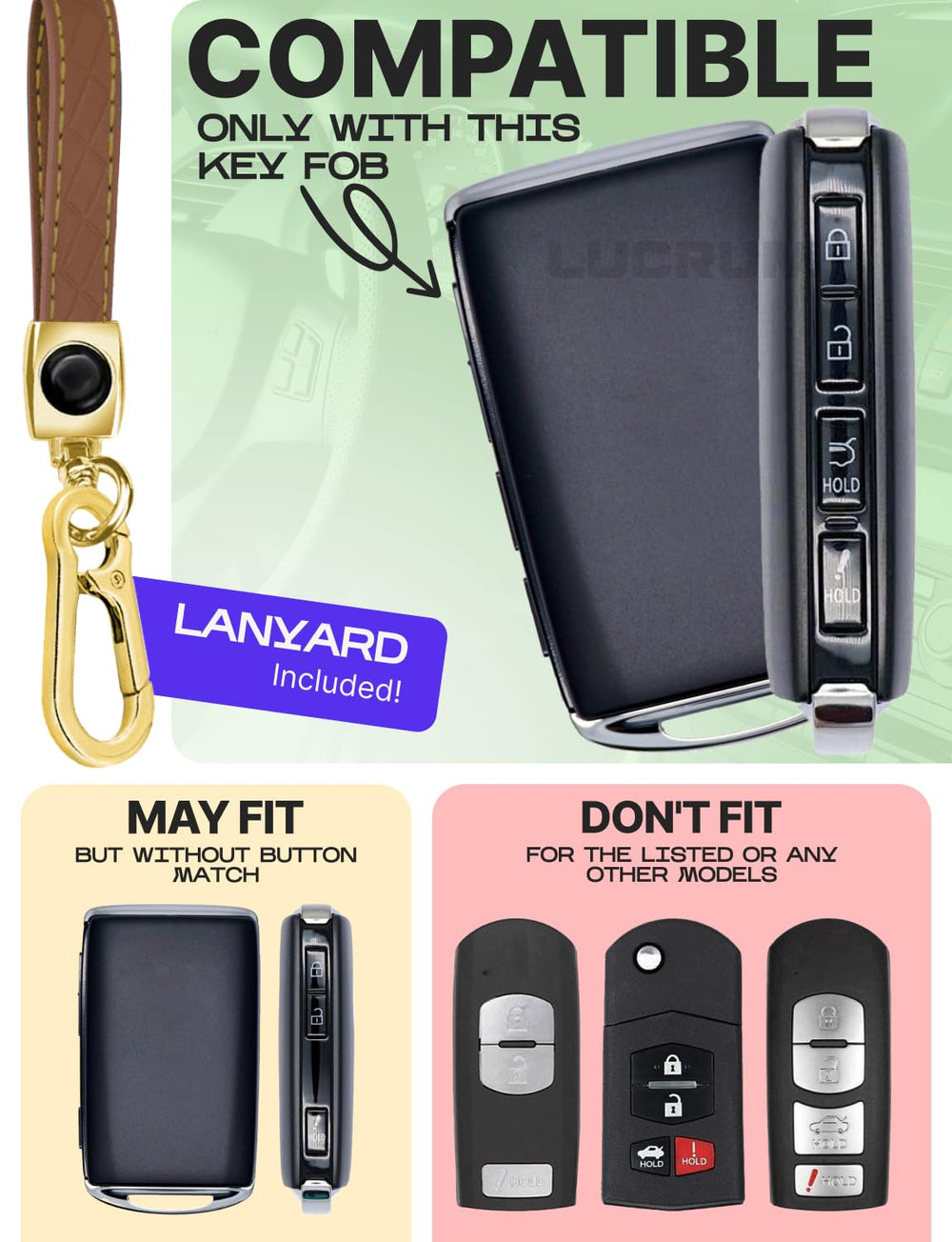 Lucrum Mazda CX-5 keyfob cover back view offers a durable, precise fit and sleek look.