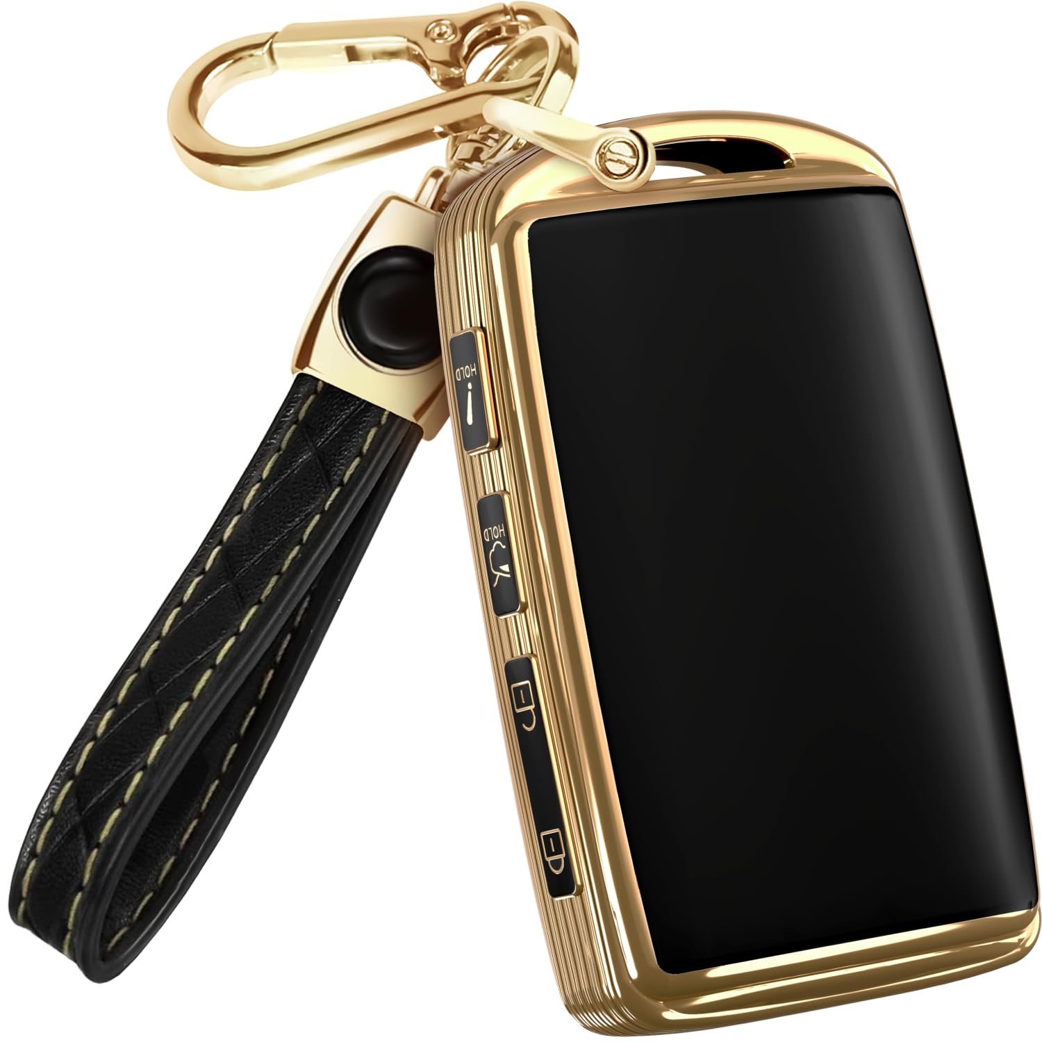 Lucrum Mazda key fob cover in black and gold protects against scratches with TPU.
