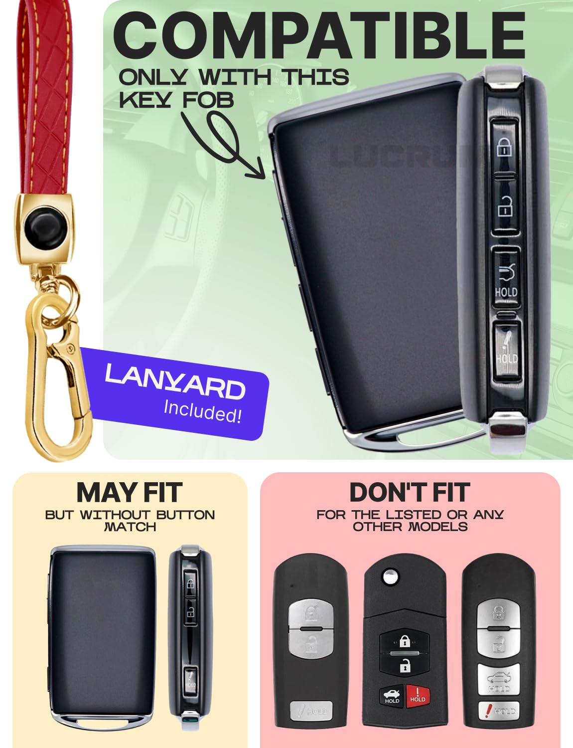 Lucrum leather keychain attachment for Mazda fob adds convenient carry.