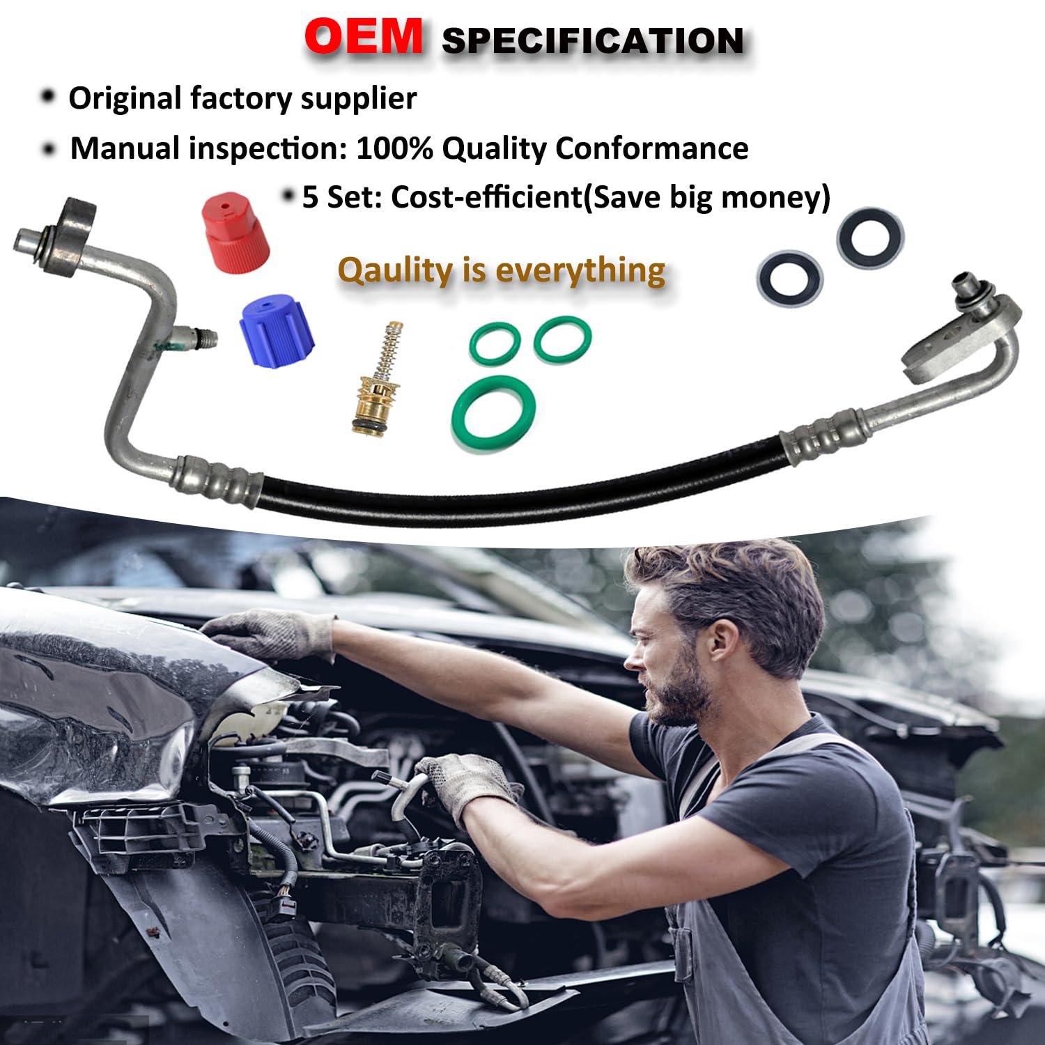 Lucstar A/C seal kit in toolbox context signals ready-to-use solution for common leaks.