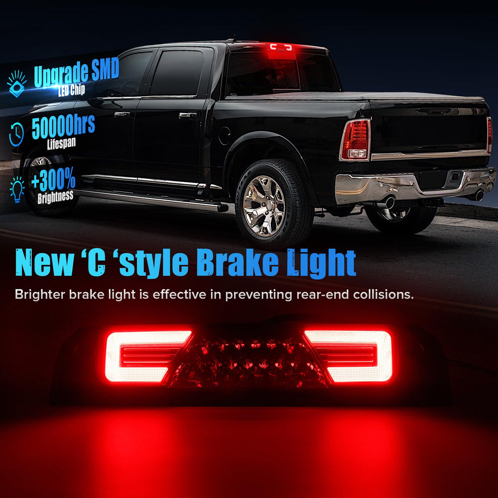 LUDARM LED 3rd brake light for Ram 1500 Classic with smoke lens, clearer visibility