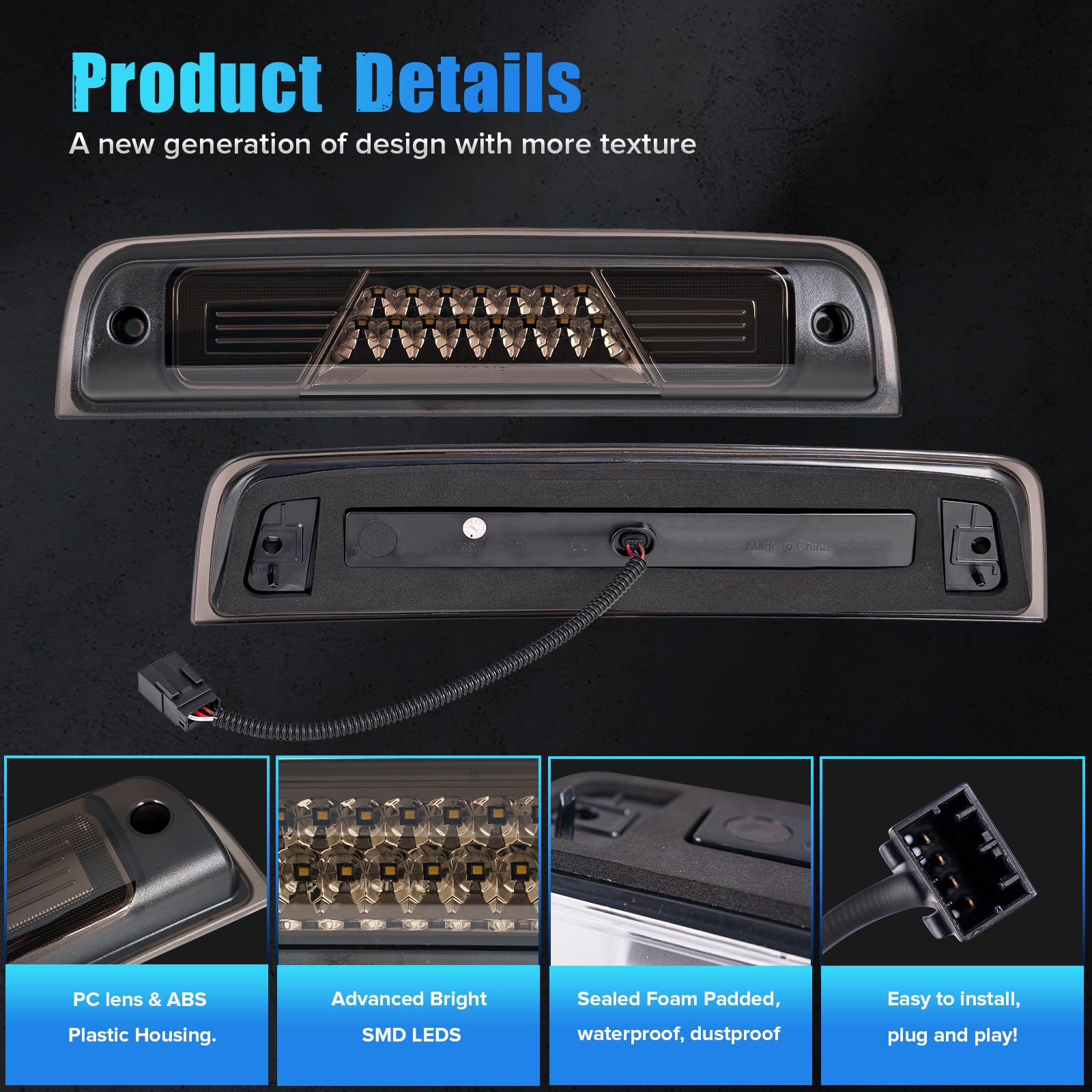 LUDARM LED 3rd brake light for Ram 4500-5500 with smoke lens boosts rear visibility
