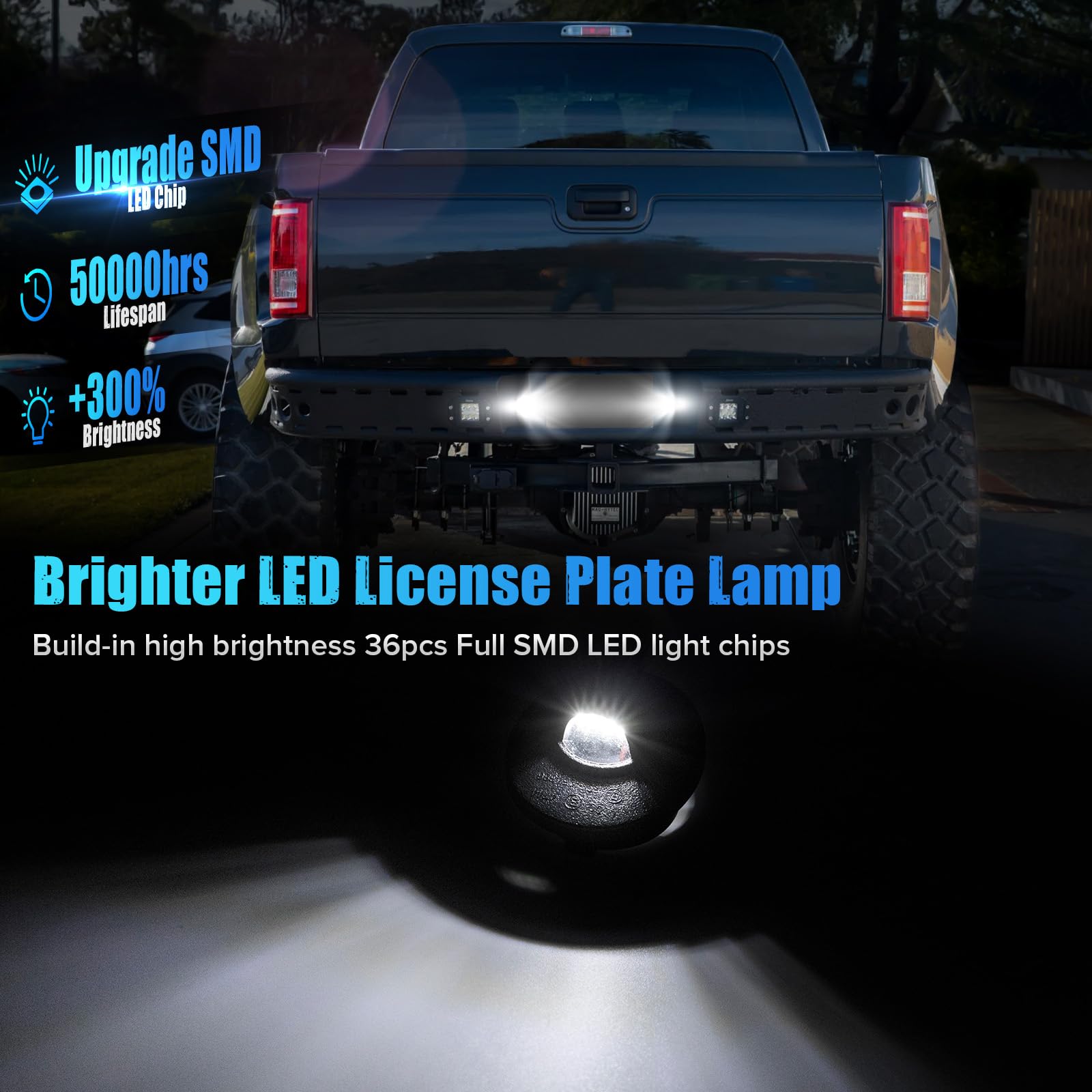 LUDARM LED license plate light IP67 waterproof proofing on rugged exterior
