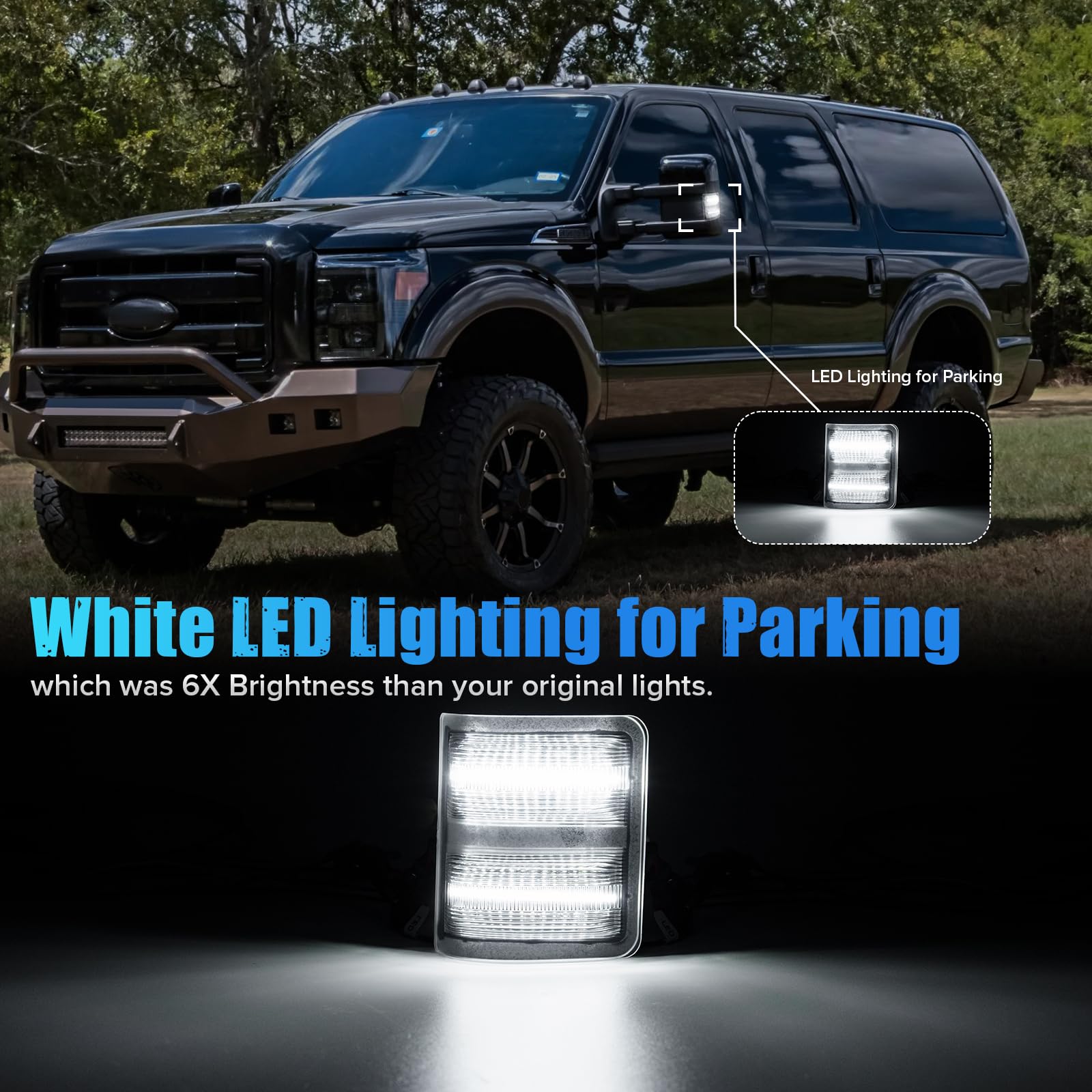 LUDARM LED tow mirror light IP67-rated to withstand dust and water