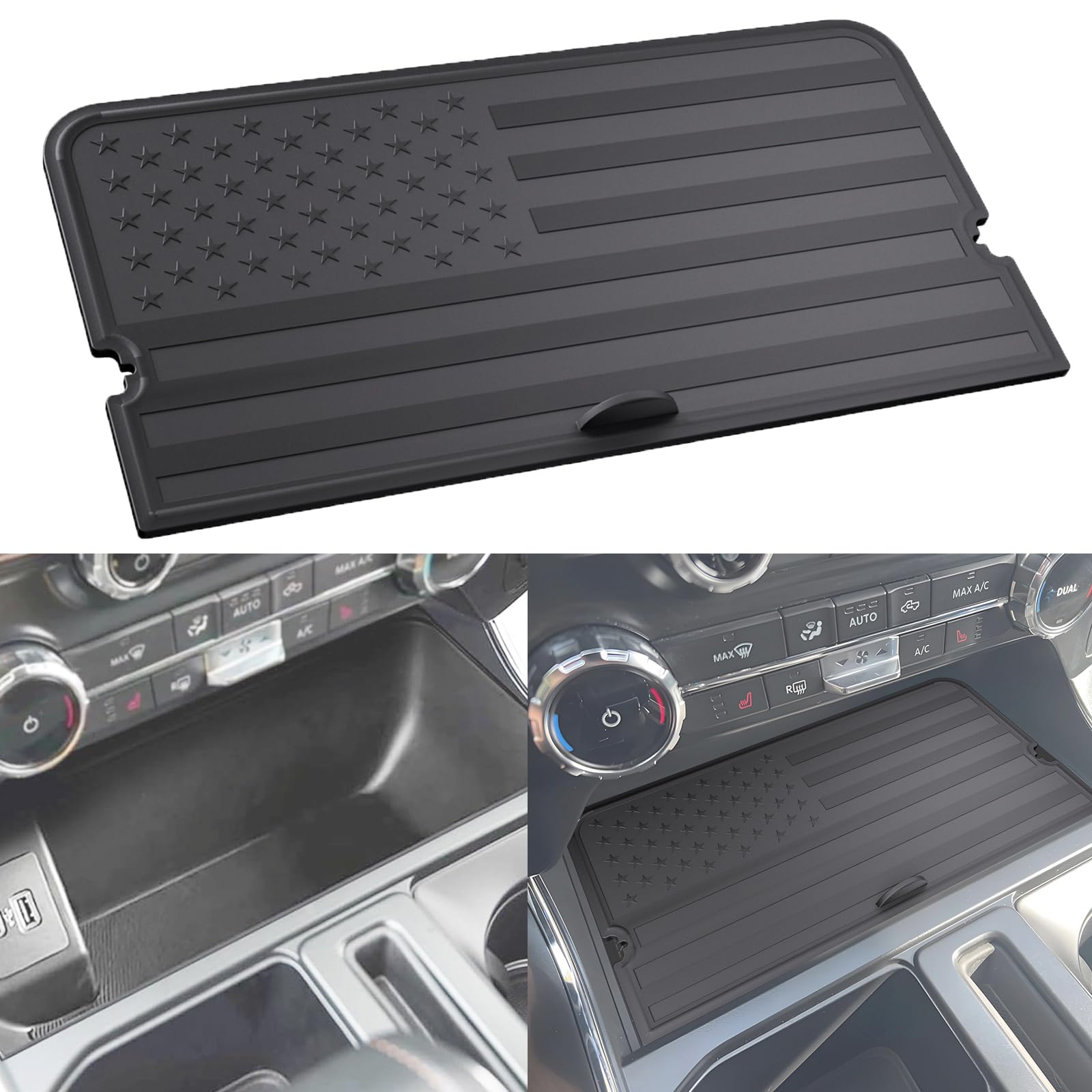 Lugdtime center console cover for Ford F-150 front pocket fits snugly and keeps items organized.