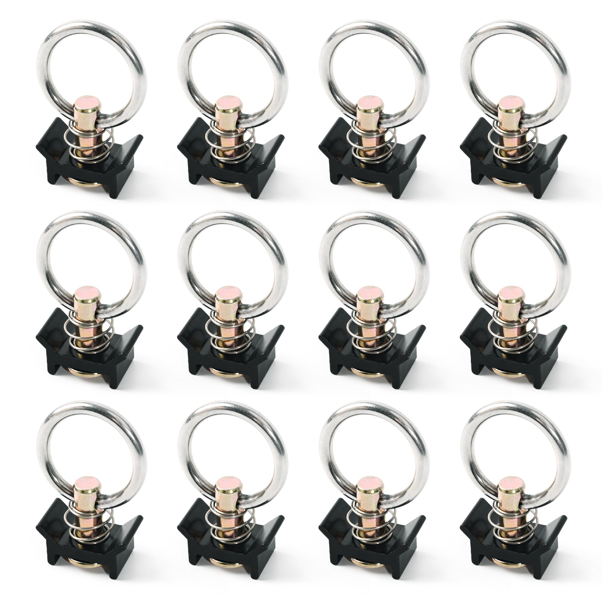 Round ring connects to straps for quick, secure tie-downs