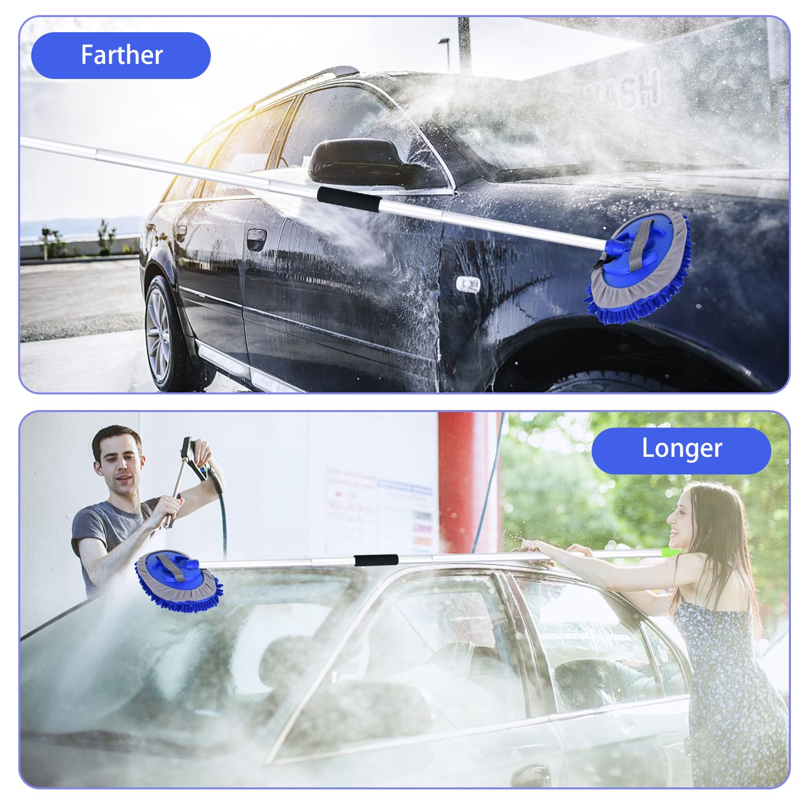LUKCOZMO all-in-one car cleaning kit includes mitt sponge and duster for versatility.