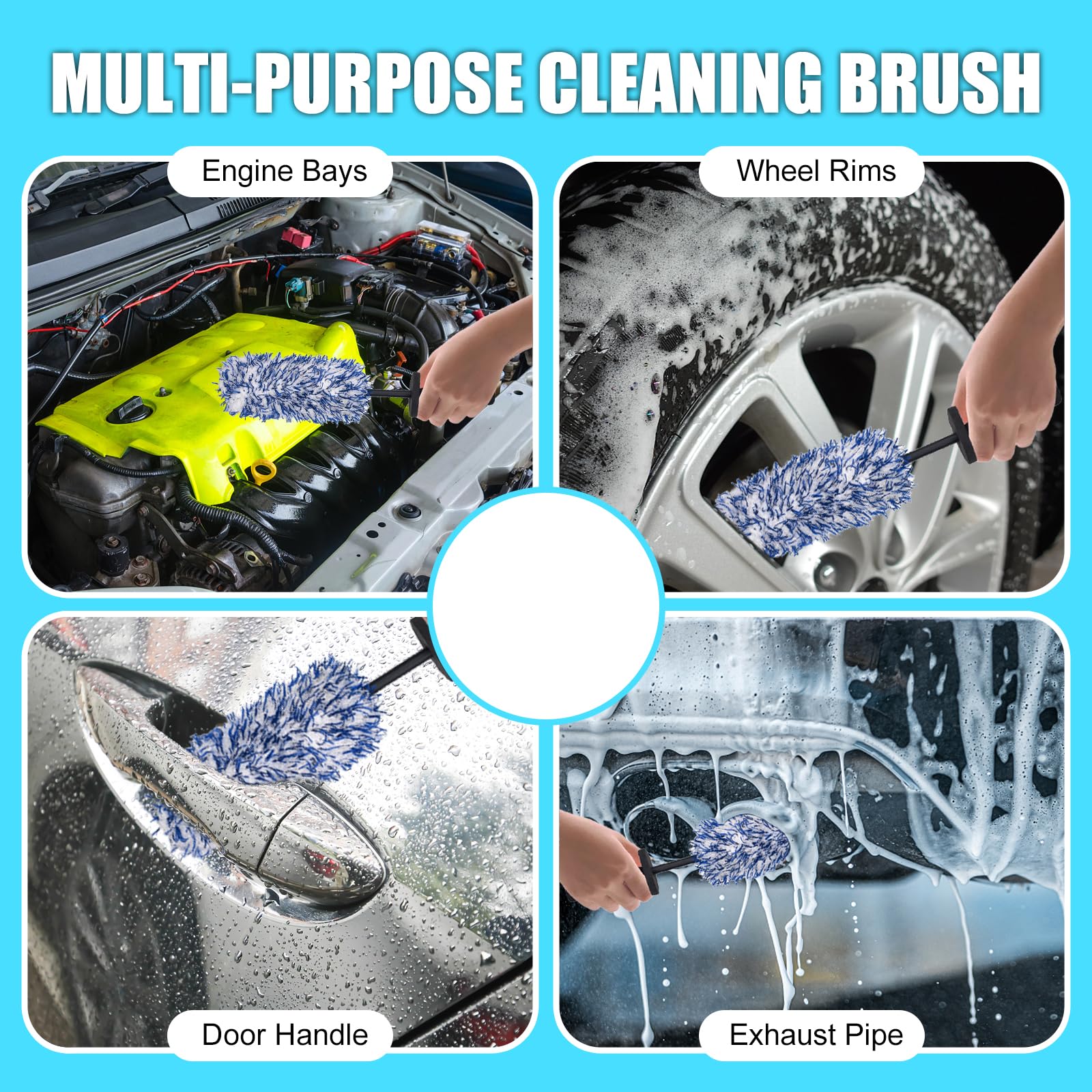 LUKCOZMO soft synthetic wool brush provides high absorbency for cleaning.