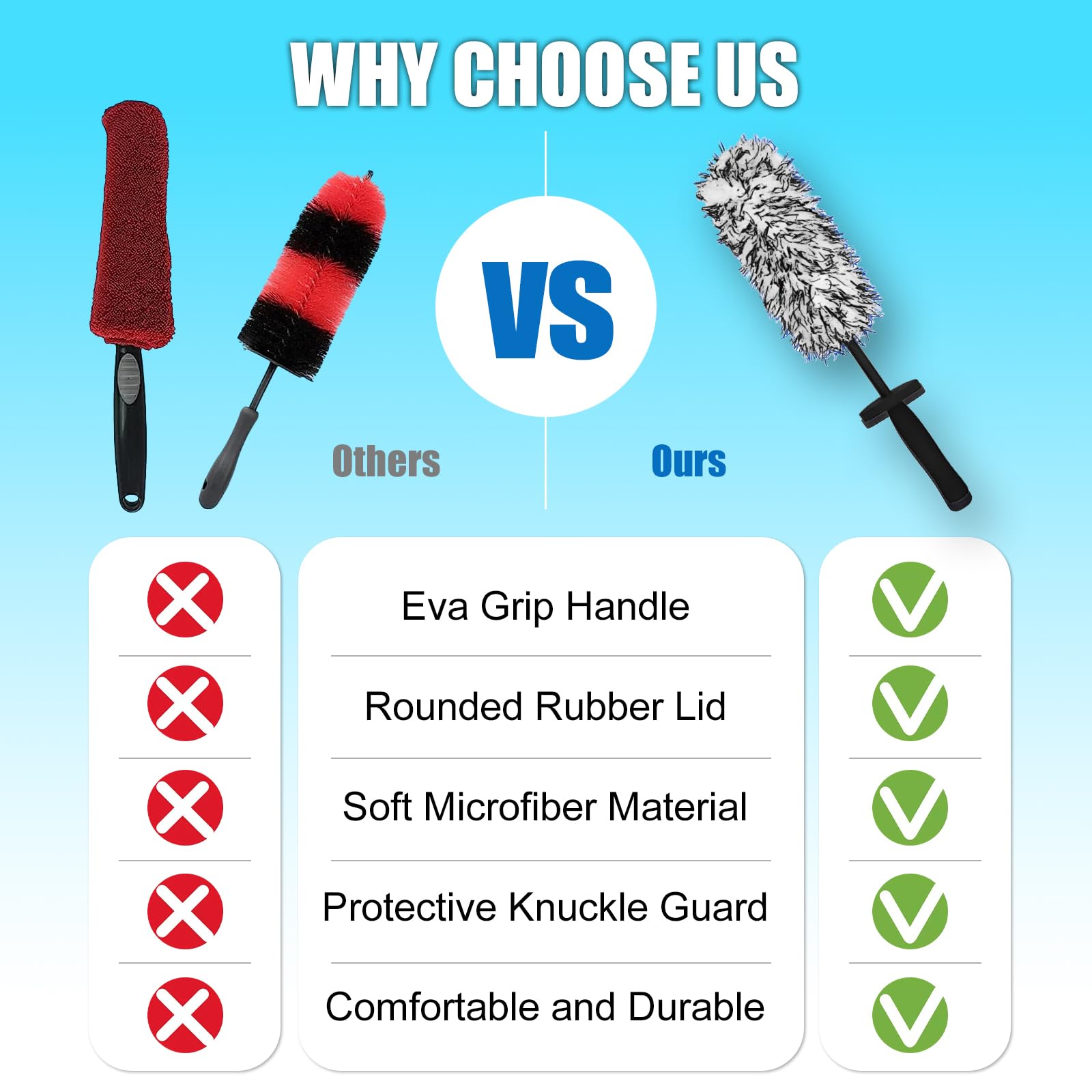 LUKCOZMO soft synthetic wool brush is metal-free and safe