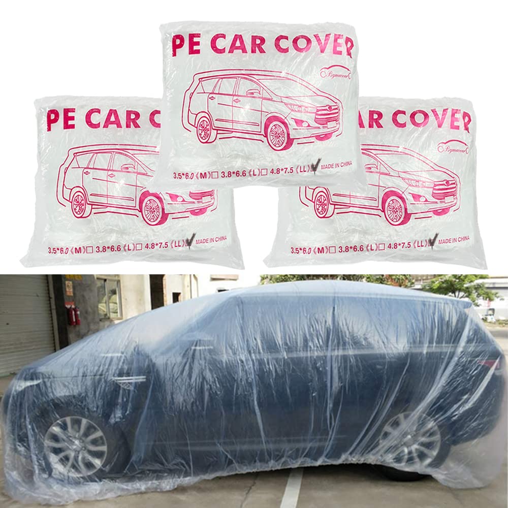 LuliKa clear car cover showing elastic front and rear bottom for secure fit.