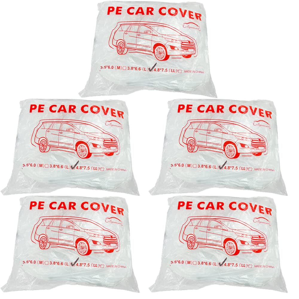 LuliKa clear plastic car cover with elastic edges shields vehicle moisture