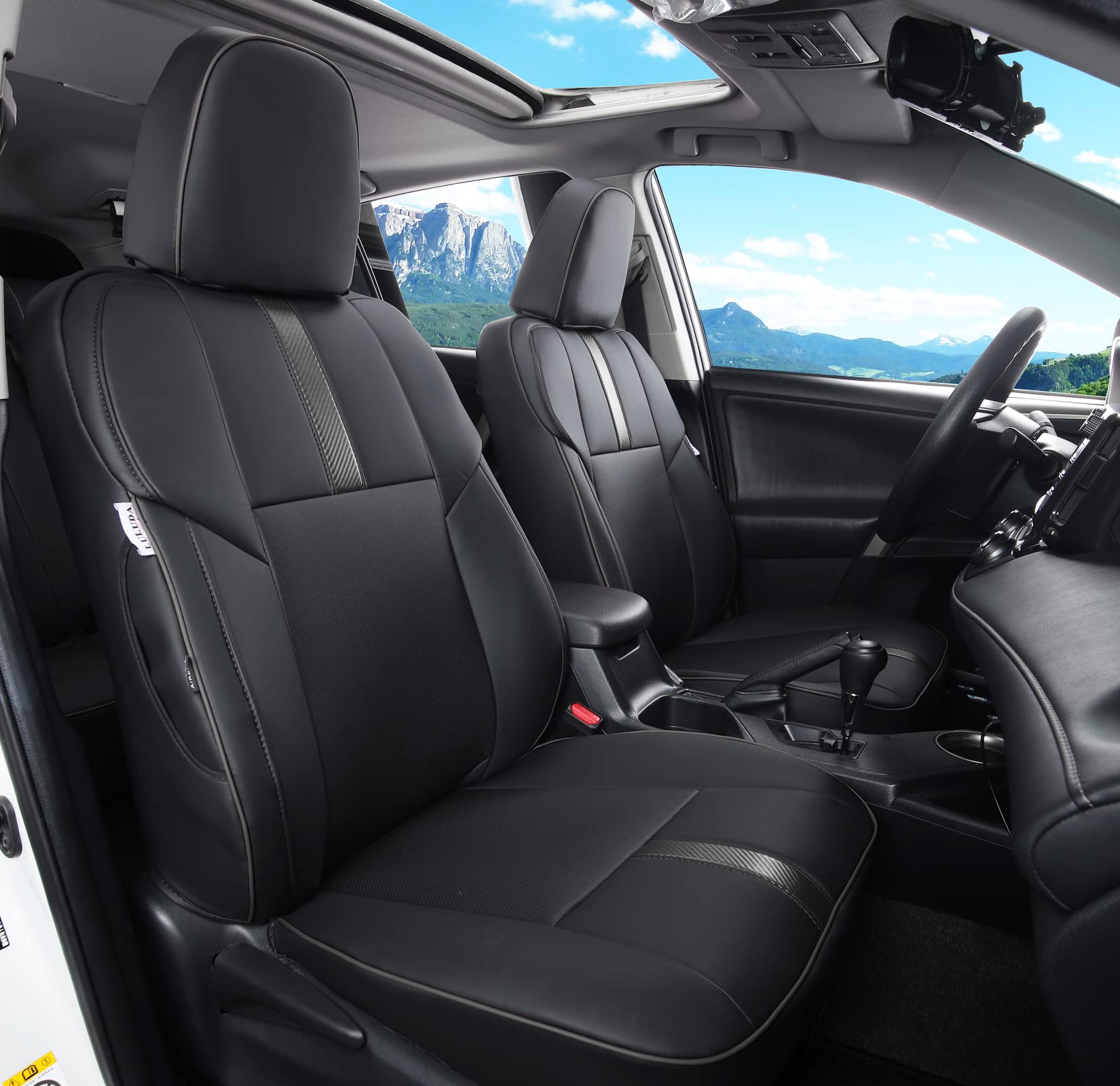 LuluDa Rav4 custom-fit black seat cover for 2013-2018 models.
