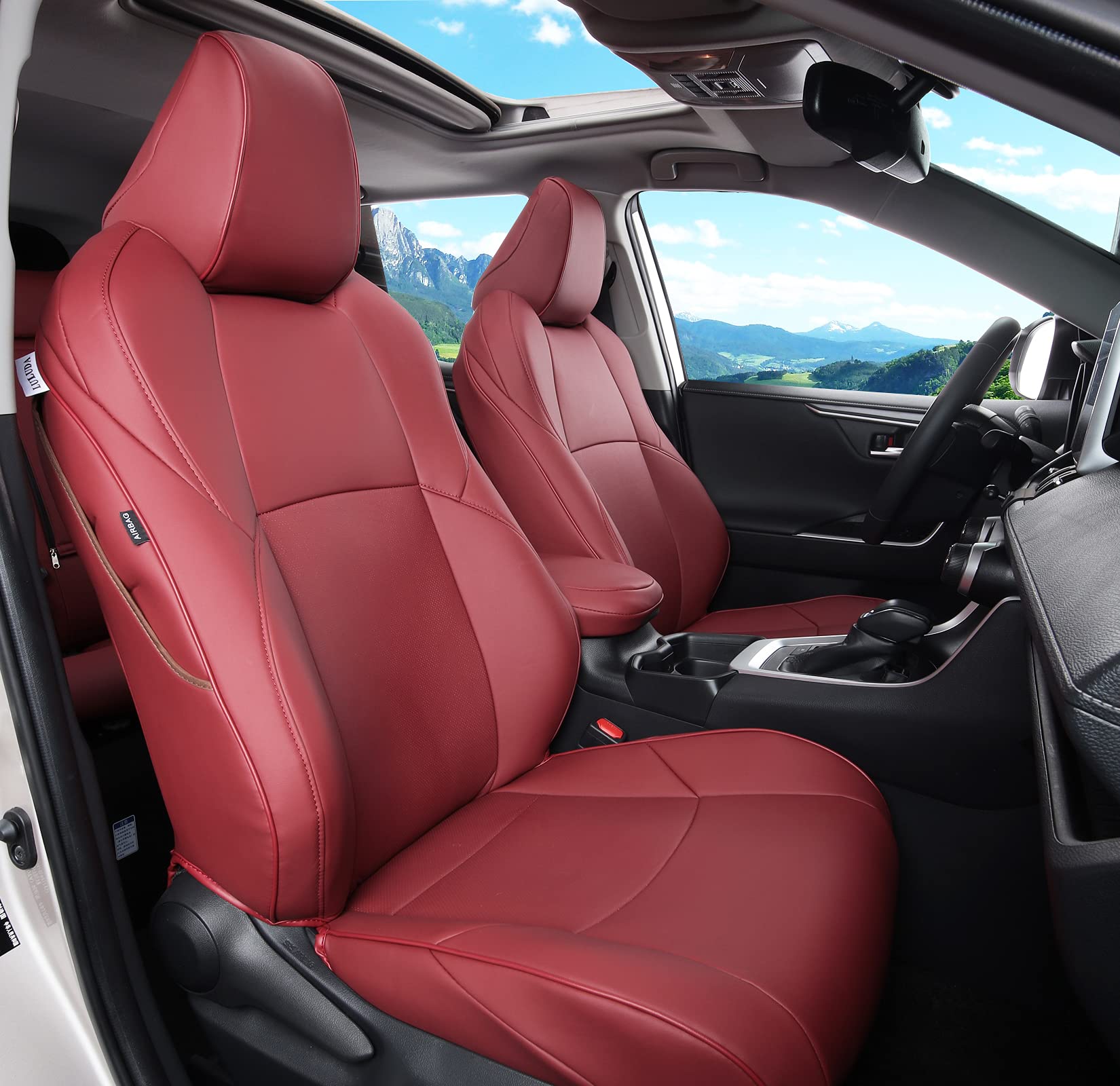 LuLuDa wine red RAV4 VENZA front seat cover protects against spills