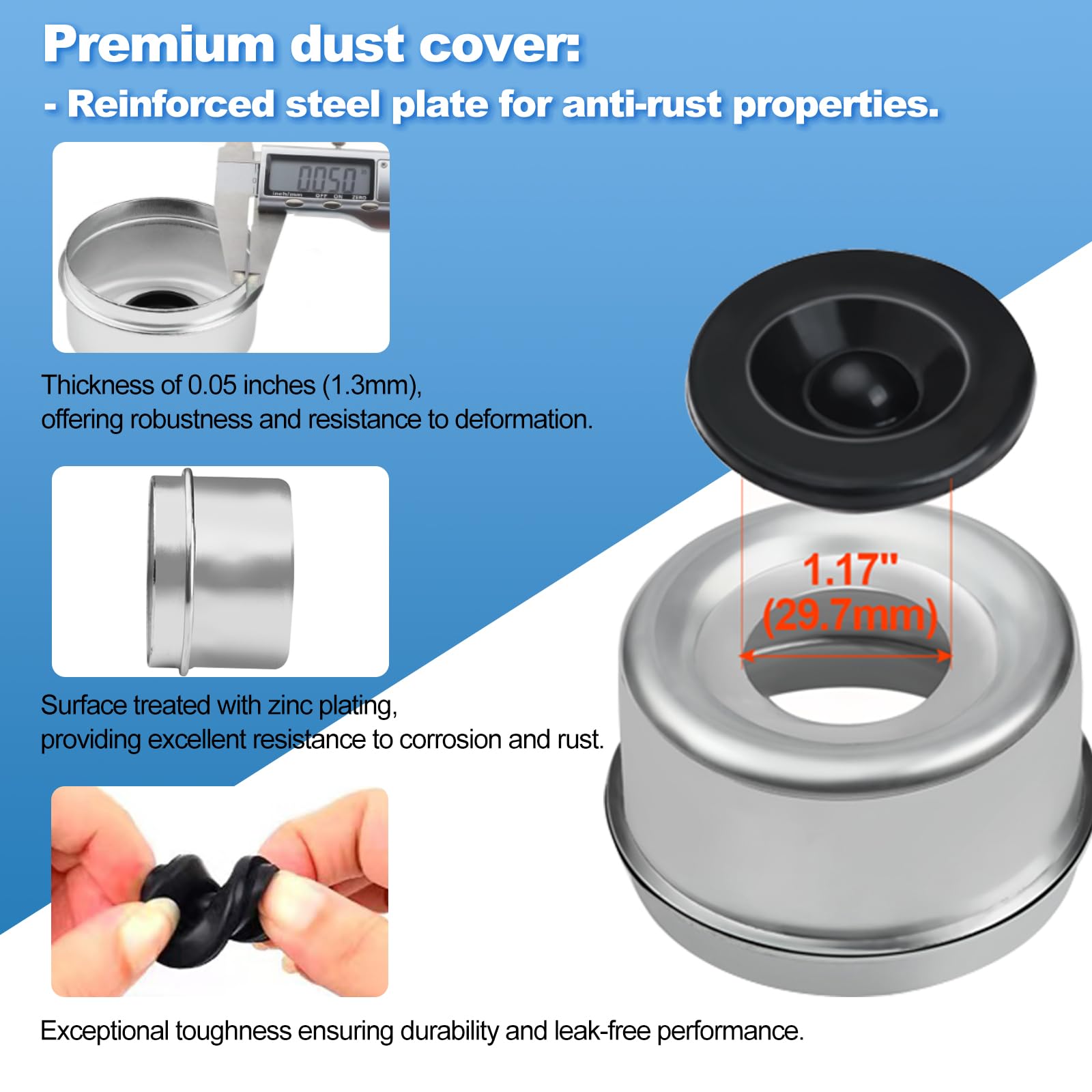 Lumanious 1.98-inch dust cap shields the hub from debris