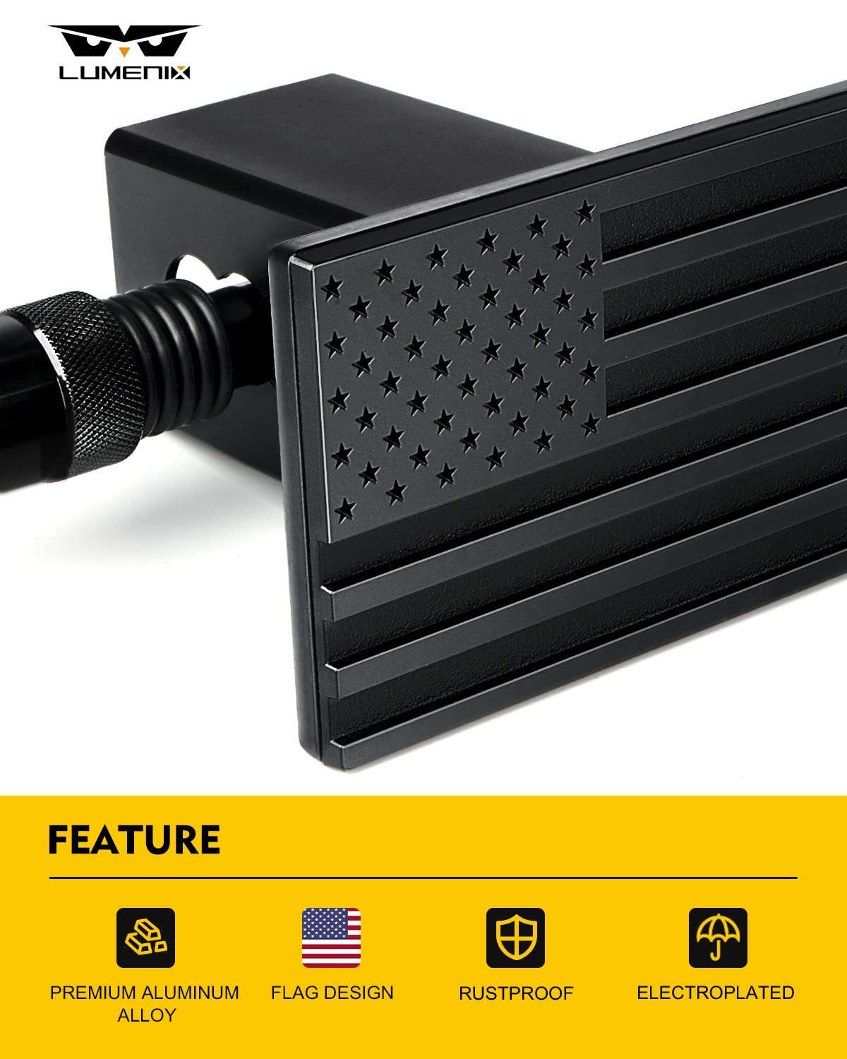 LUMENIX aluminum surface with textured metal finish for durability.