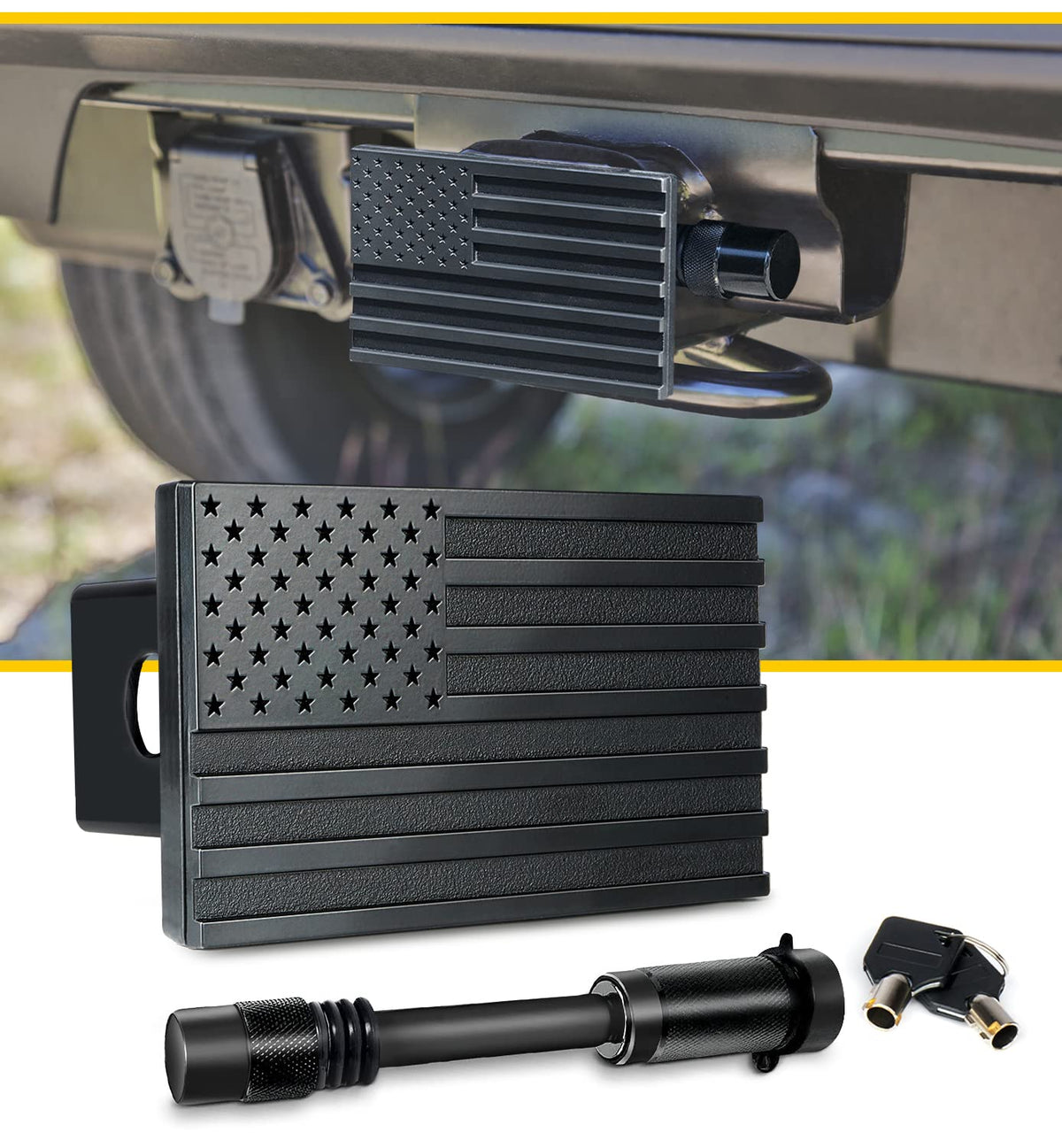 LUMENIX 2in hitch cover front view protects the receiver from debris.