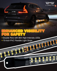 LUMENIX LED running board light strip designed for construction vehicles with rugged reliability.