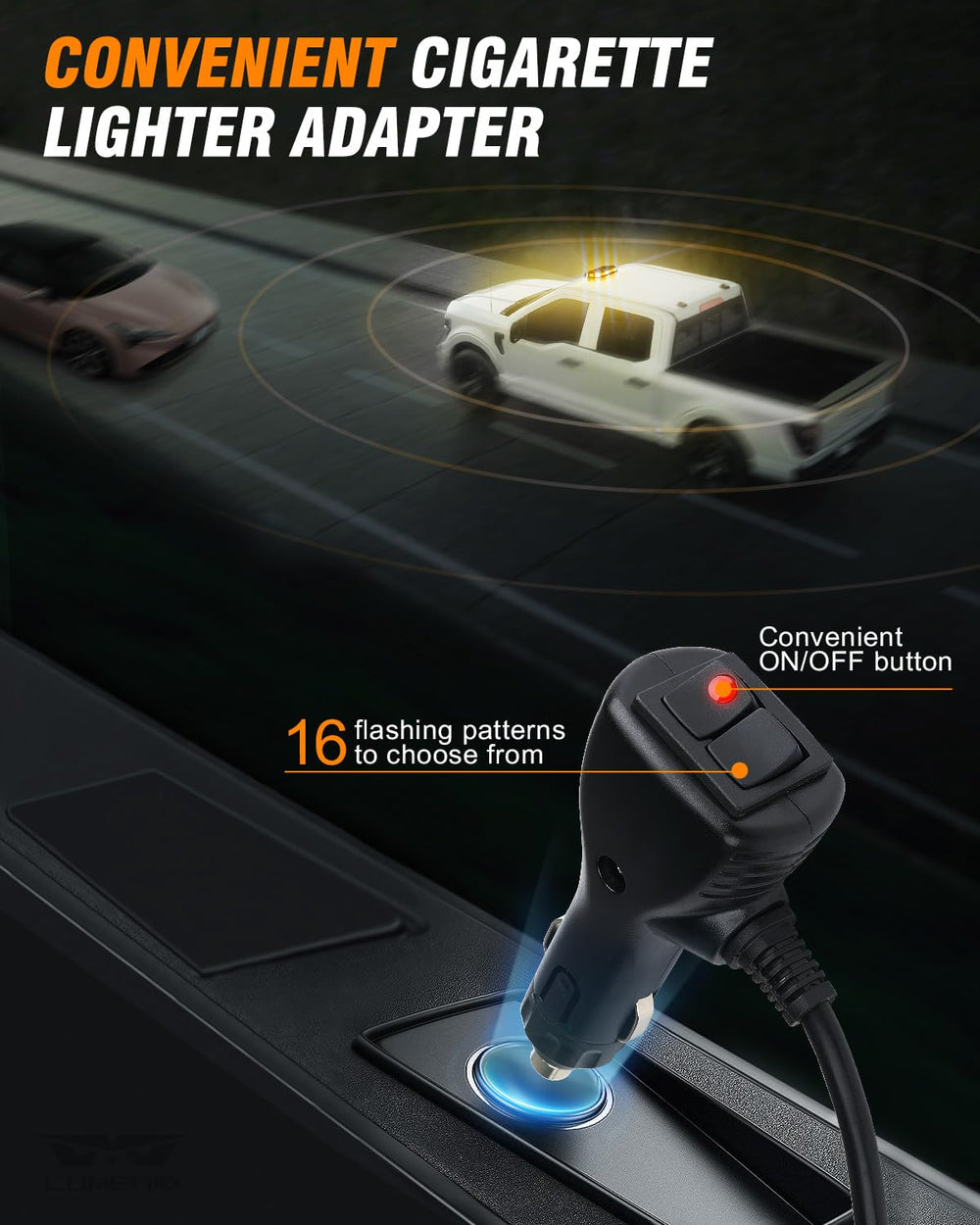 LUMENIX magnetic base beacon provides secure vehicle attachment with rubber padding