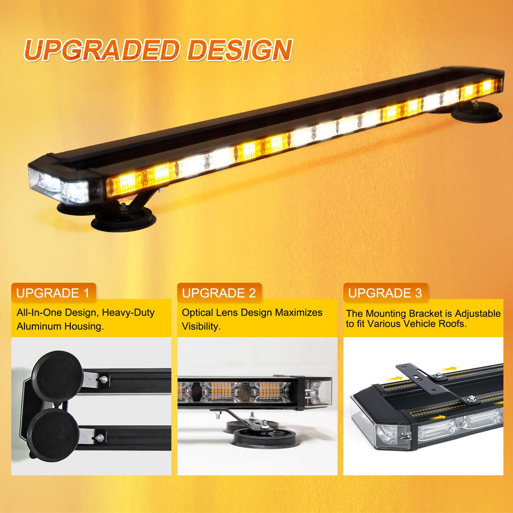 LUMENIX rooftop strobe 38inch side view shows rugged magnetic mount for quick deployment