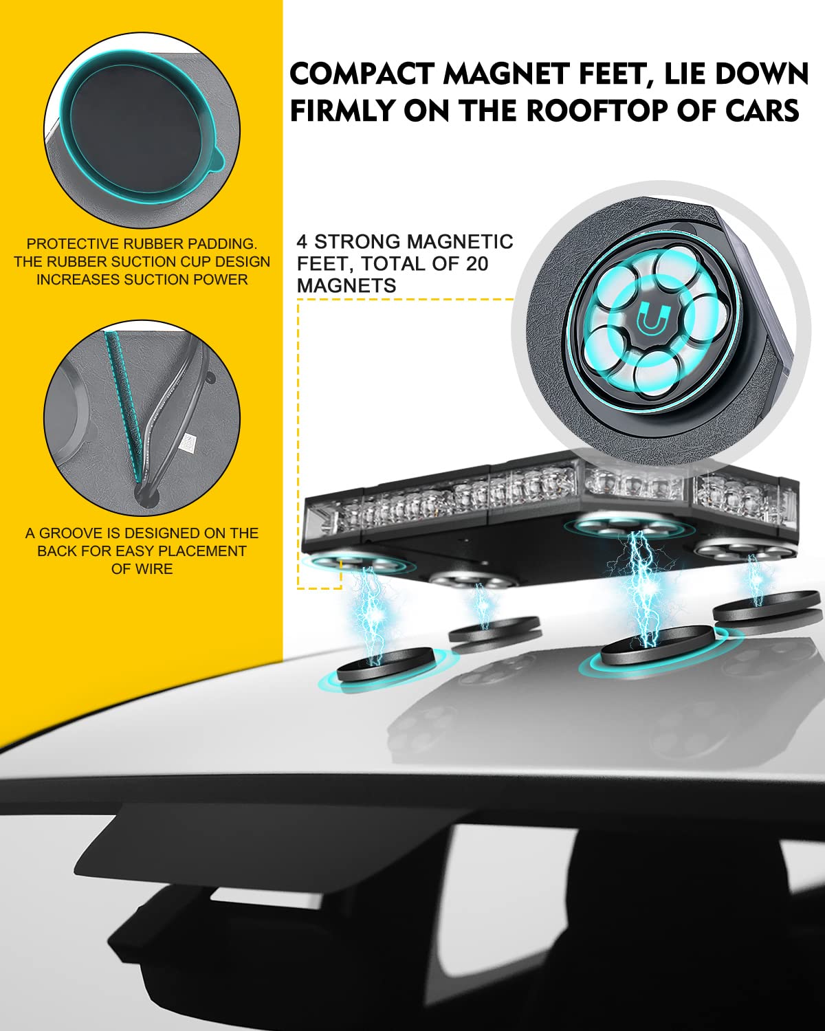 LUMENIX beacon on a truck roof at night improves warning visibility