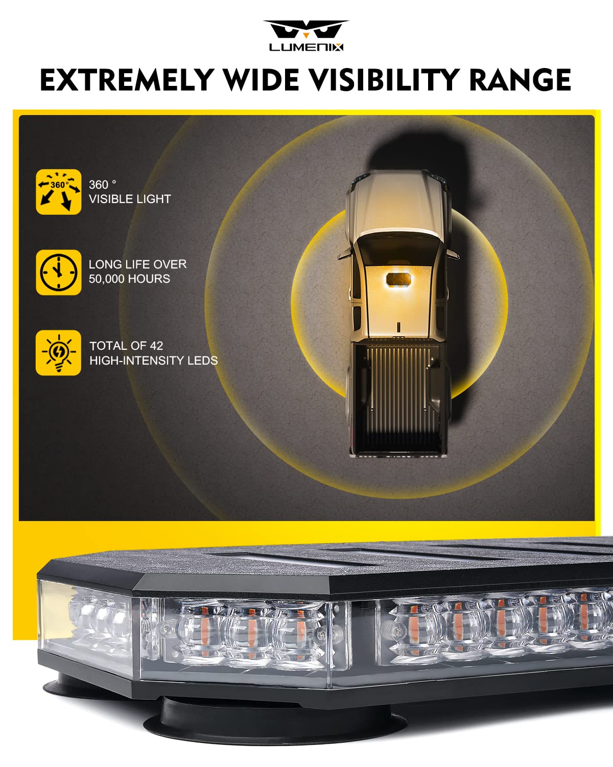 LUMENIX magnetic mount feet provide secure roof attachment