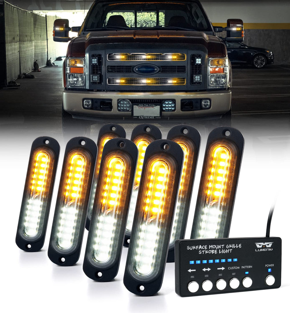 LUMENIX front grille white amber LED strobe for high visibility