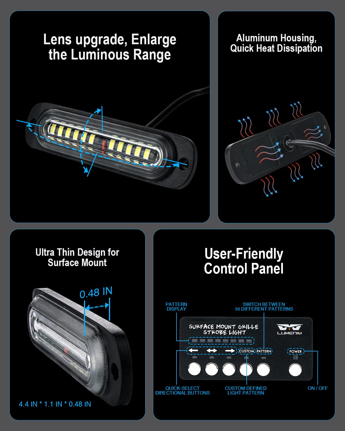LUMENIX side marker LED strobe enhances side visibility