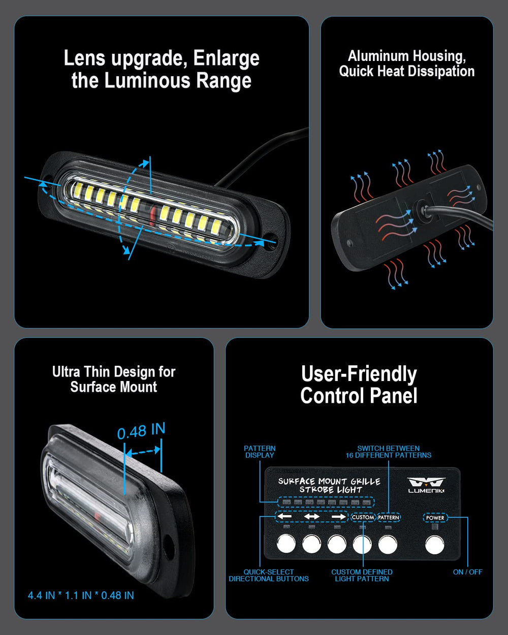 LUMENIX side marker LED strobe enhances side visibility
