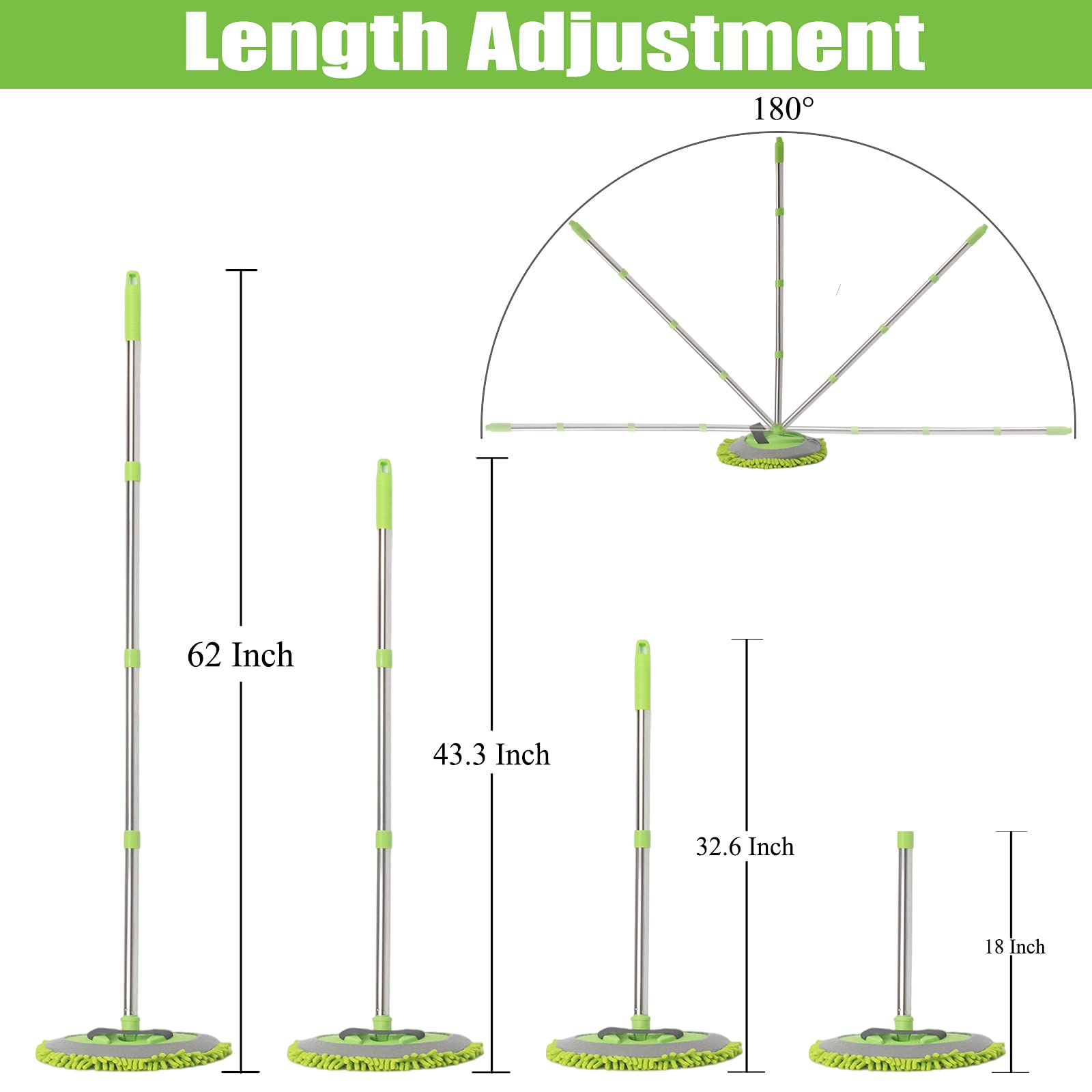 LumiMokki 62 extendable stainless steel pole extended for hard-to-reach spots