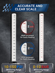 LUMITECO ABS scale reads 10-150 PSI without batteries for reliable field use