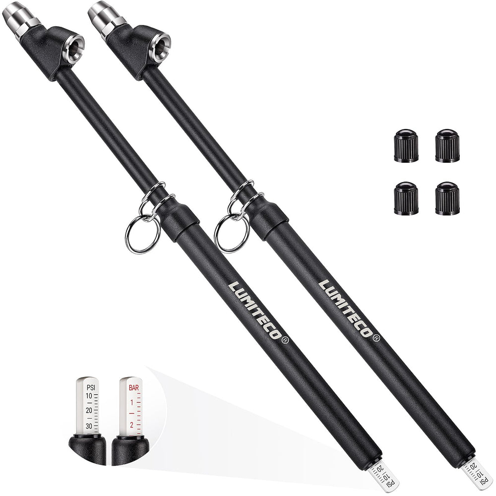 LUMITECO extended reach dual-head gauge for hard-to-reach valves, with accurate readings.
