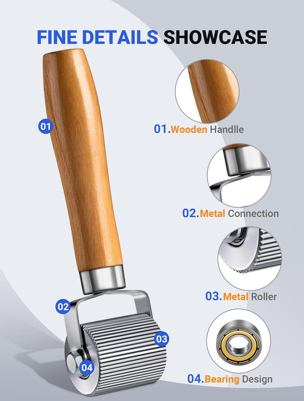 Corrugated metal roller design prevents slipping during installation