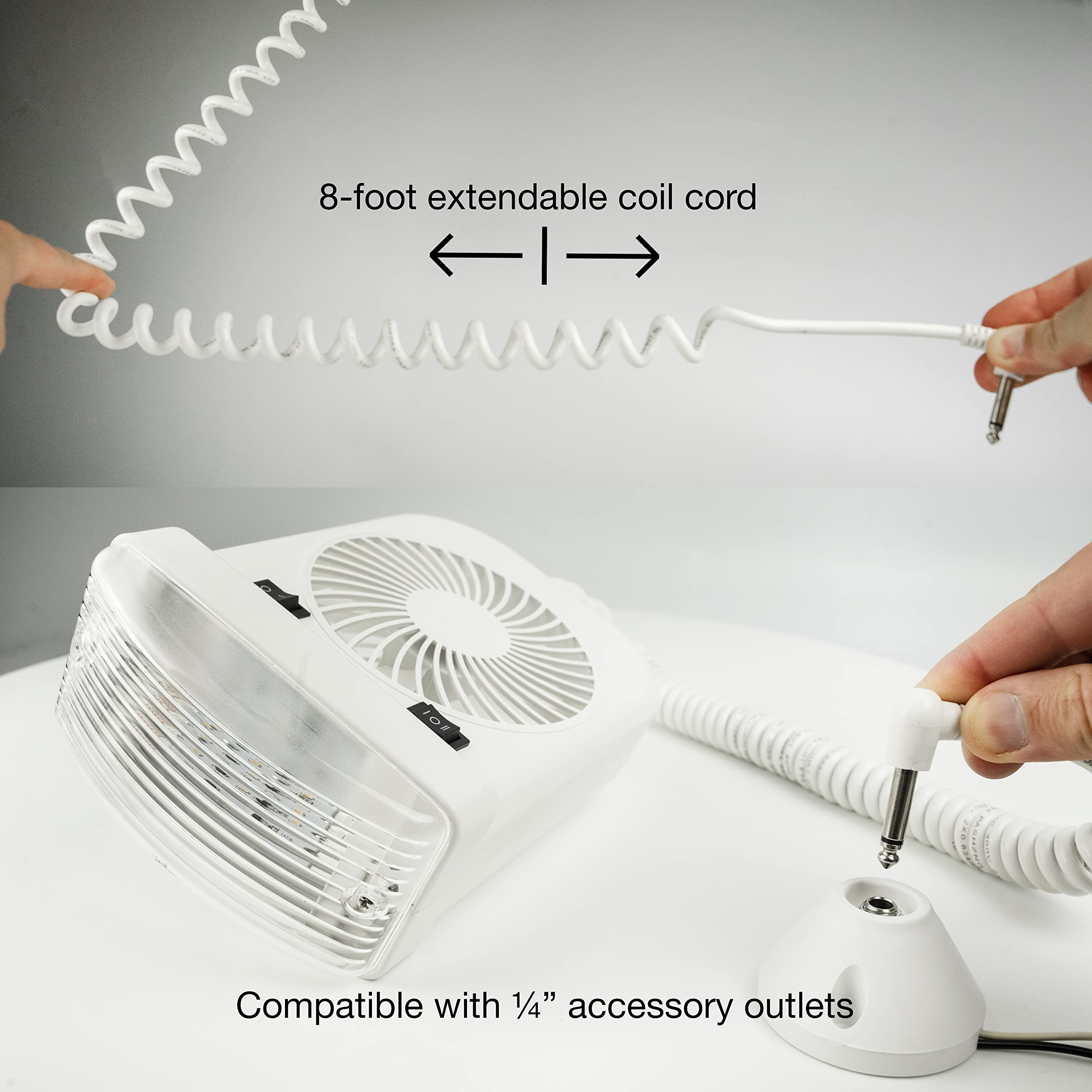 Extendable 8-foot cord allows flexible placement for Lumitronics light