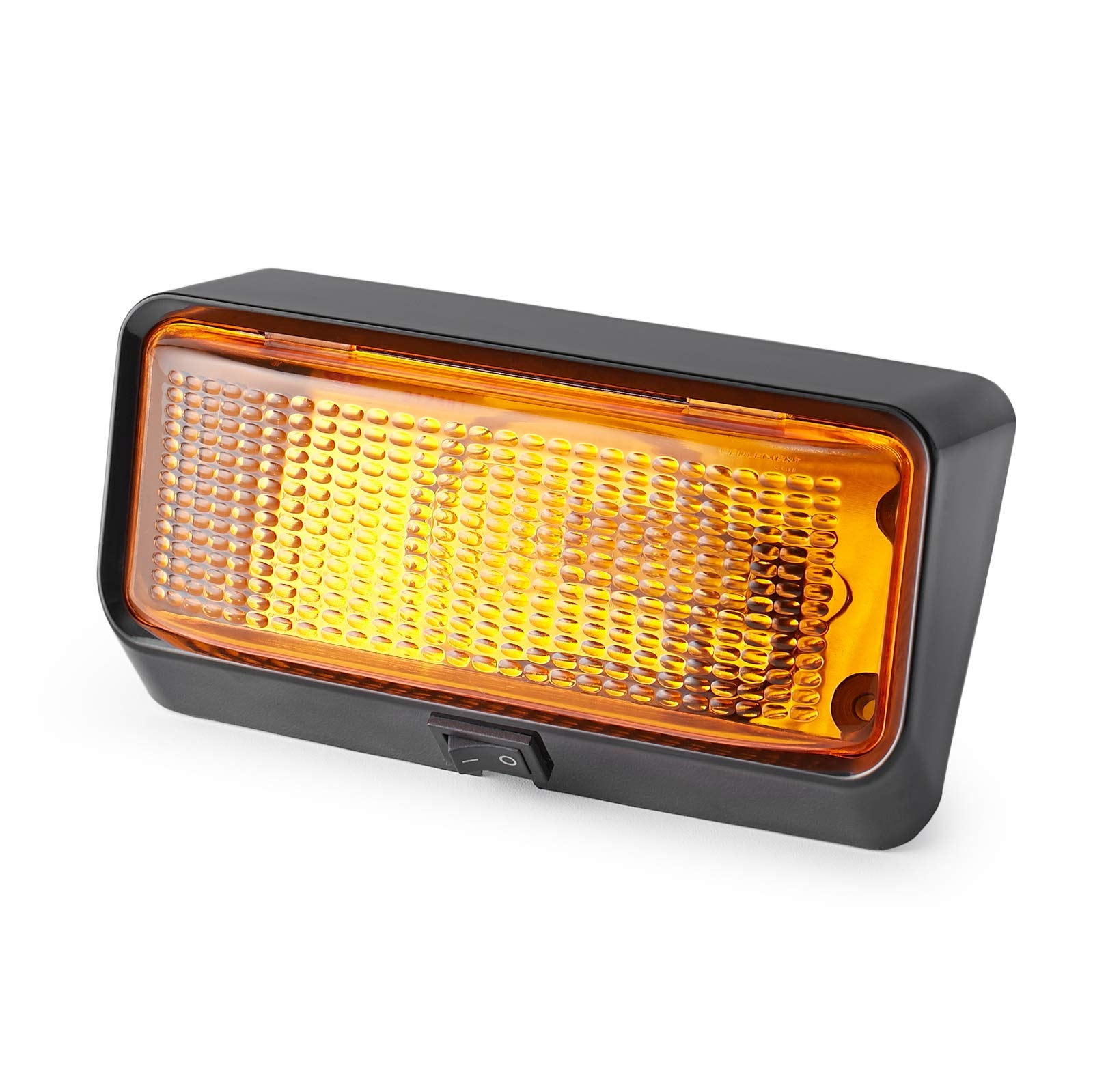 Lumitronics black housing outdoor light blends with vehicle exteriors.