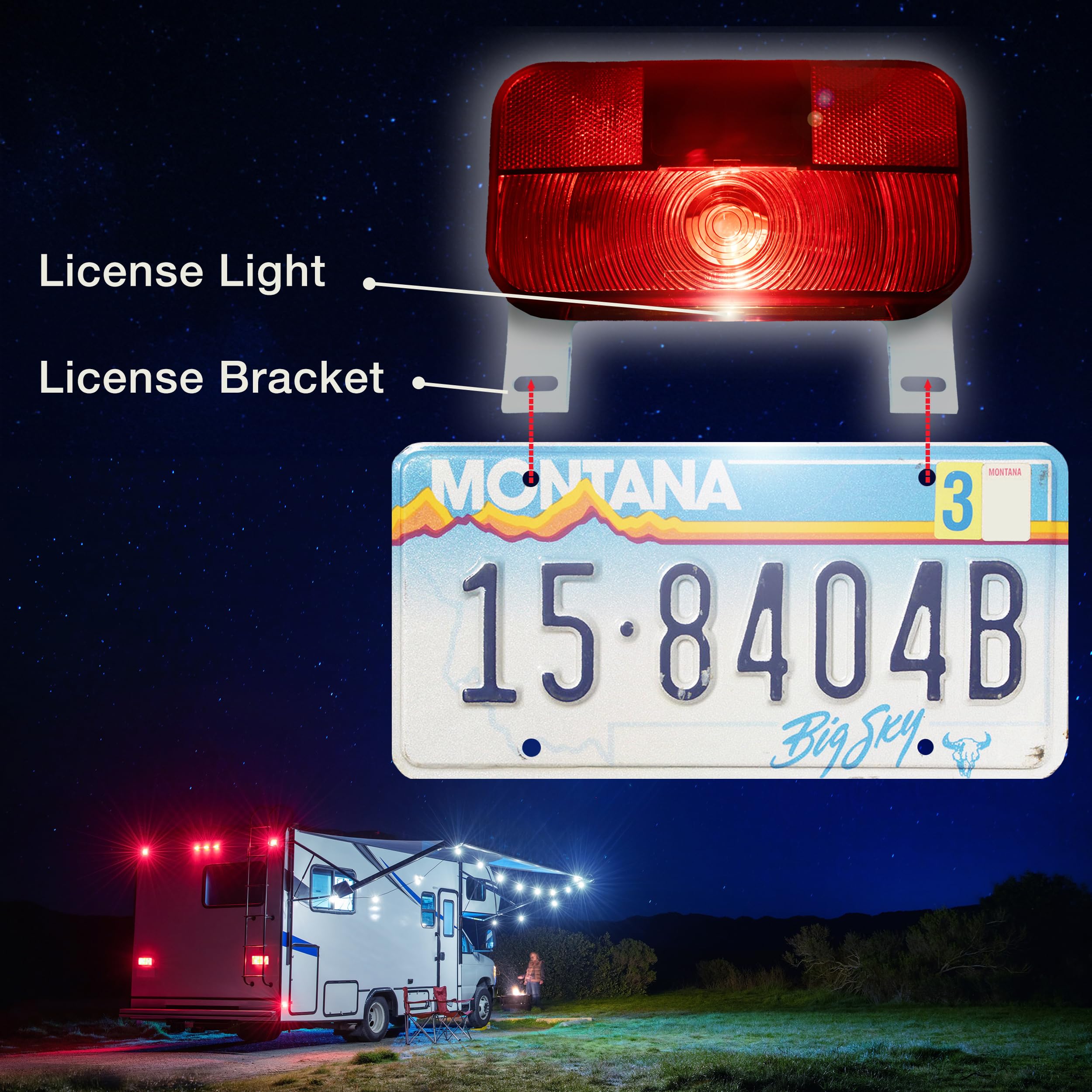 Lumitronics license light with white base for clear signaling and easy wiring.