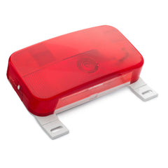 Lumitronics red surface-mount light with license bracket boosts RV visibility.